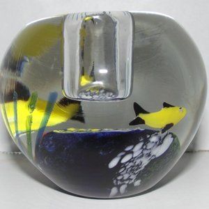 Vtg. Murano Style Fish Aquarium Art Glass Candle Holder